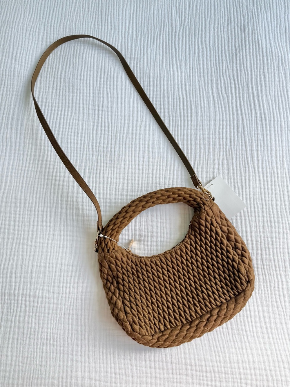 H&M Woven Brown Crossbody Bag with Braided Handle